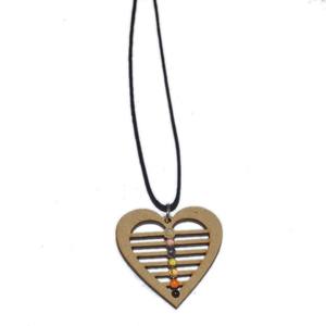 <b>Heart</b> Shape Chakra Pendant Handcrafted <b>Wooden</b> Semi-Precious Stone <b>Crafts</b> Agate Feng Shui Style Carved Engraving Mascot - Product Image 1