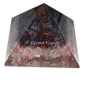 Amethyst and Rose Orgone Pyramids with Crystal Point Buy Online Chakra Orgone Pyramids - Product Image 1