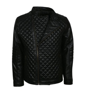 Nouveautés Hiver 2021 Veste décontractée unisexe en cuir de mouton matelassé à fermeture éclair, imprimée, noire, imperméable et respirante - Product Image 2
