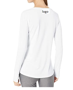 ขายส่งผู้หญิงสตูดิโอผ่อนคลายพอดีแขนยาวสต็อกแฟชั่นราคาถูกเสื้อยืดโพลีเอสเตอร์64%,เรยอน33%,3% แปนเด็กซ์นำเข้า - Product Image 4