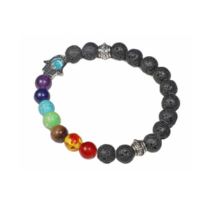 Bracelet Chakra pour femme fait à la main avec 7 perles rondes de couleur cristal et strass pierre précieuse approvisionnement en vrac disponible - Product Image 1