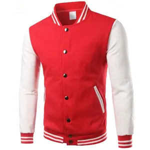 Rot & Weiß Varsity Baseball Jacke Herren 2019 Mode Slim Fit Fleece Baumwolle College Jacken für Herbst Bomber Weste