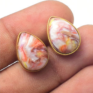 18k oro micrón Chapado en color rosa de piedras preciosas pendientes de plata de ley 925 en forma de pera pendientes para mayorista proveedores - Product Image 4