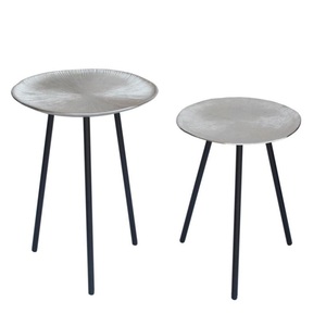 Aluminum Palm Lining Texture <b>Side</b> <b>Table</b> With Marble Oval Base <b>Table</b> Usage Office Home Room Restaurant Round Made in India Square - Product Image 4