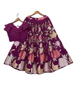 Ropa étnica de algodón con precios al por mayor de tendencia, Lehenga Choli pesado con Dupatta Georgette, secuencia de bordado, fiestas de trabajo, alfanumero - Product Image 1