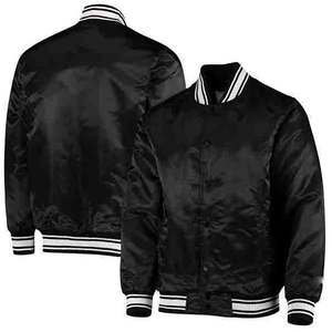 Blouson aviateur de baseball de style universitaire personnalisé de haute qualité pour hommes Matériau satiné en noir ou couleurs personnalisées pour l'hiver en plein air - Product Image 1