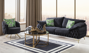 ชุดโซฟาห้องนั่งเล่นผ้าหรูหราสไตล์ยุโรปสมัยใหม่ ดีไซน์หรูหราสำหรับตลาดสหรัฐอเมริกาและอาหรับ ผลิตในสหรัฐอเมริกา - Product Image 2