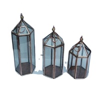 Décor de noël décor à la maison cuivre et verre lanterne votive miroir finition polonaise bougeoir métal artisanat boîte emballage
