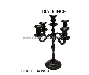 Chandelier élégant en aluminium blanc antique à 4 bras pour bougies coniques, support de décoration pour la maison - Product Image 3