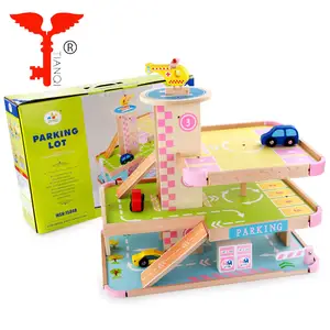 New style pretend play toys wooden Three-storey car park toys wooden Parking toy
