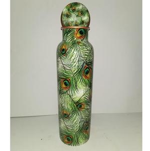 Bouteille d'eau en cuivre pur avec autocollant vert Antique, 1 pièce, Thermos isolé anti-fuite fait à la main pour accessoires de Bar 28 OZ - Product Image 1