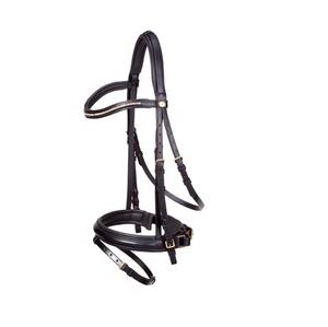 Bridon d'équitation en cuir teint en tambour de qualité supérieure, style western, avec frontale ornée de cristaux, noir, pour taille Full-Cob - Product Image 1