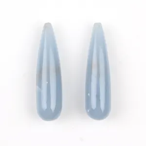 9x30mm Top Qualité Naturel Bleu Opale Lisse Longue Forme de Goutte Briolette Polie Pierre Précieuse Lâche Pour Faire Une Paire De Boucles D'oreilles Assorties