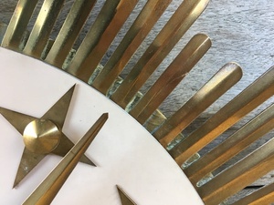 Gold Mid Century <b>Metal</b> Wall <b>Clock</b> - Product Image 2
