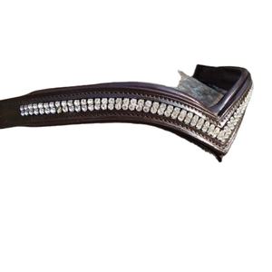 Bande de sourcils de luxe en forme de V en cristal clair à 2 rangées de haute qualité pour chevaux produit de cheval en cuir véritable - Product Image 1