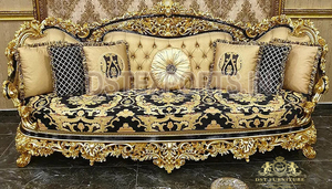 Ensemble de meubles de salon en teck sculpté or royal impérial avec design moderne, taille et couleur personnalisables - Product Image 3