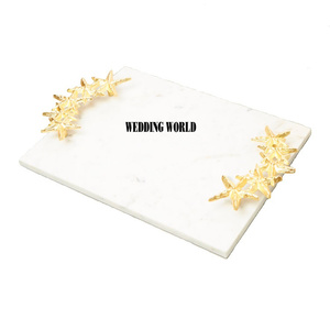 ถาดเสิร์ฟหินอ่อนสุดหรูพร้อมที่จับทำด้วยมือถาดเสิร์ฟหินอ่อนสไตล์คลาสสิกใหม่ - Product Image 2