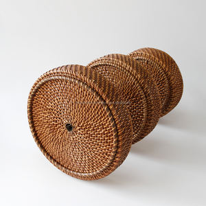 Juego de cesta de bandeja de ratán tejida a mano de Vietnam de 3 vajilla elegante y decorativa para servir - Product Image 4