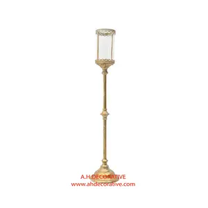 Sàn trụ cột người giữ ngọn nến với kính màu vàng sang trọng Thiết kế handmade t Ánh sáng Candle Stick cho sàn trang trí