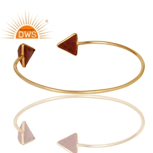 Natural Rhodonite Gemstone Bangle Designer Gold Plated <b>Silver</b> Adjustable <b>Cuff</b> Bangles Manufacturer Jewelry Classic Collection - Product Image 3