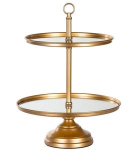 Support à gâteau doré à deux niveaux, design tendance, pour décoration de fête, haute qualité - Product Image 1