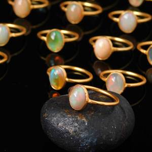 Lot de bagues en argent sterling 925 et opale pour tous les doigts, robe éthiopienne traditionnelle, perles légères de 20 pouces, bijou éthiopien - Product Image 2