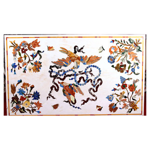 Gorgeous Marble Bird Inlay <b>Work</b> <b>Home</b> Dining <b>Table</b> Top - Product Image 1