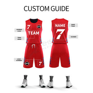Ensemble d'uniformes de basket-ball réversible personnalisé, rapide et sublimation pour hommes, impression sur mesure - Product Image 5