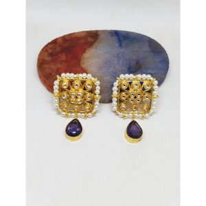 Boucles d'oreille en pierre pour filles et femmes, boucles d'oreille faites à la main, nouvelle tendance, - Product Image 4