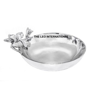 <b>Shiny</b> Polished Flower Shape Design Decorative Bowl Aluminum Metal Table <b>Top</b> Classic Modern Style Bowl - Product Image 1