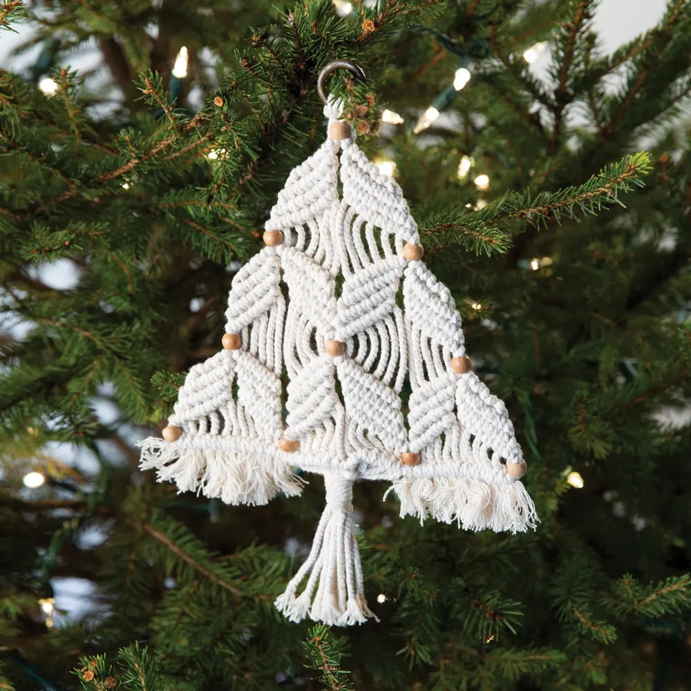 Decoração macrame para árvore de natal, ornamento de pendurar estilo boho