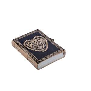 Cahier de notes en cuir A5 fait à la main couleur Antique en relief coeur Design Deckle bord spirale affaires papier Journal cadeau pour hommes - Product Image 4