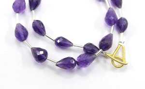 ลูกปัดทรงหยดน้ำตาแบบเหลี่ยม20ชิ้นอัญมณีอเมทิสต์ธรรมชาติสีฟ้า1เส้น - Product Image 3