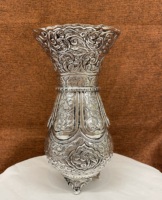 Pot de fleur Antique plaqué argent 9 pouces en métal lourd pour la décoration de la maison et les cadeaux