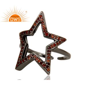 Star Shape Black Oxidized 925 Sterling <b>Silver</b> Jewelry Wholesaler <b>Garnet</b> Gemstone Designer Midi Engagement <b>Ring</b> Jewelry Supplier - Product Image 3