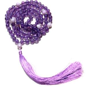 Energized Prayer Beads <b>Rosary</b> Amethyst 6mm Natural 108 Mala Beads Long <b>Necklace</b> Knotted Yoga Jewelry Men Tassel Tie-In Women's - Product Image 1