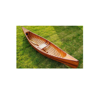 Canoë classique en bois véritable de 18 pieds avec conception d'arc courbe Bateau gonflable en fibre de verre de capacité de 2 personnes pour la pêche à l'aviron Longueur de 4m