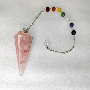 Vente en gros de copeaux de cristal de quartz rose naturel pierre semi-précieuse sculptée chaîne de chakra de pierres précieuses pendules d'orgone de radiesthésie Reiki - Product Image 2