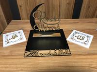 Decoración de mesa islámica para sala de estar, señal de madera para mesa de Ramadán, Mubarak, Eid, Mubarak