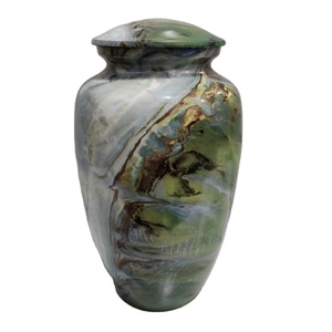 Urna Funeraria de Mármol Verde para Cenizas Humanas Adultas, Recipiente Decorativo Moderno de Metal para Almacenamiento de Cenizas, Recuerdo Conmemorativo - Product Image 1