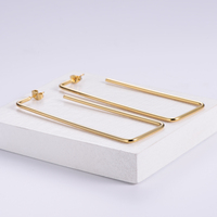 Vente en gros de boucles d'oreilles longues personnalisées, forme rectangulaire, cerceau minimaliste, bijoux surdimensionnés, grande forme géométrique, boucles d'oreilles en acier inoxydable pour filles