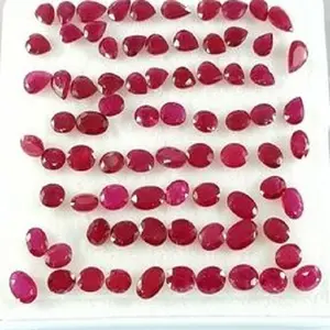 Gema de corte ovalado facetado de rubí rojo Natural, fabricación de joyería, lote al por mayor