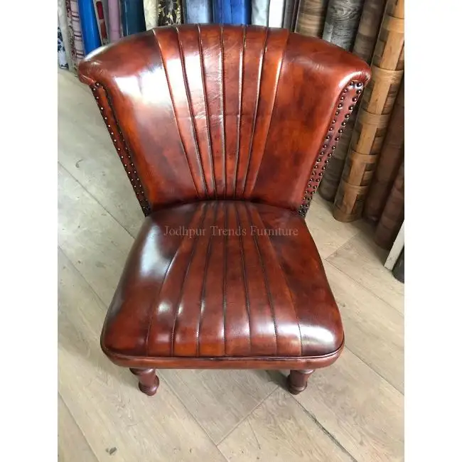Fauteuil Chesterfield industriel en cuir et Tweed de haute qualité, Design élégant/fauteuil en cuir Vintage