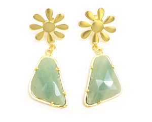 Vente chaude Amazonite Plaqué Or Pierres Précieuses Boucles D'oreilles Ensemble À La Mode Bijoux Faits À La Main Pour Les Femmes Plaqué Or Boucle D'oreille - Product Image 5