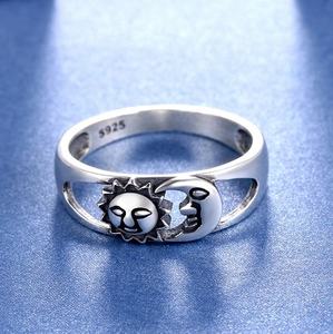 Anillo de Eternidad Personalizado de Plata de Ley 925 para Mujer, Chapado en Rodio, Diseño de Sol, Luna, Universo, Espacio, Joyería para Parejas, Regalo para Oficina/Trabajo - Product Image 6