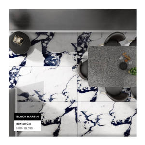 สีดํามาร์ตินการออกแบบที่ยอดเยี่ยมรุ่นพิเศษเคลือบเงาสูงพิมพ์ดิจิตอลกระเบื้องปูพื้นพอร์ซเลนขนาด 800x1600 มม. สําหรับบ้าน - Product Image 1