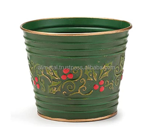 Maceta circular con relieve floral de bronce y verde personalizable para el hogar, balcón, jardín, uso interior o exterior - Product Image 5