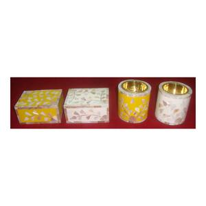 Qatar Popular Mother Of Pearl Bone Inlay Box And <b>Candle</b> Stand <b>Set</b> For <b>Gifting</b> Purpose - Product Image 1