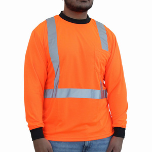 Hi Viz Camisa de cuello de manga larga con bolsillo frontal Logotipo personalizable de alta calidad Ropa DE SEGURIDAD reflectante de gran tamaño impermeable - Product Image 3