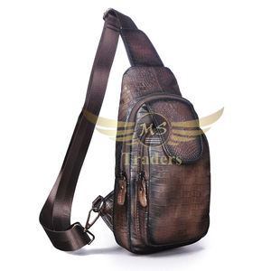 Men Genuine Real Leather Casual Triangle Crossbody Chest Sling <b>Bag</b> Design <b>Travel</b> Daypack Attractive Men And Women Wear Sling <b>Bag</b> - Product Image 4